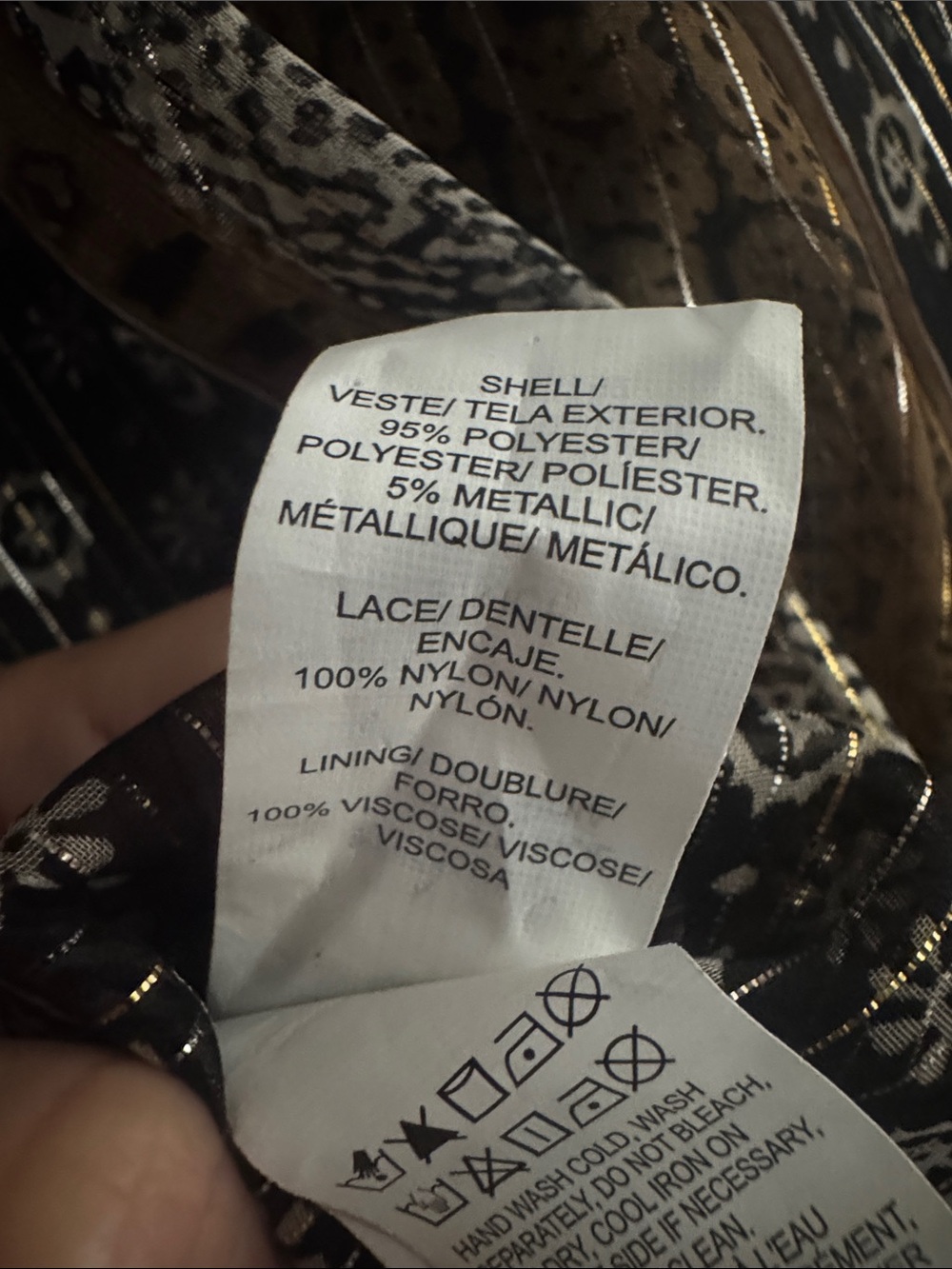 Lucky Brand Black and Tan Printed Sheer Blouse - Picture 3 of 4